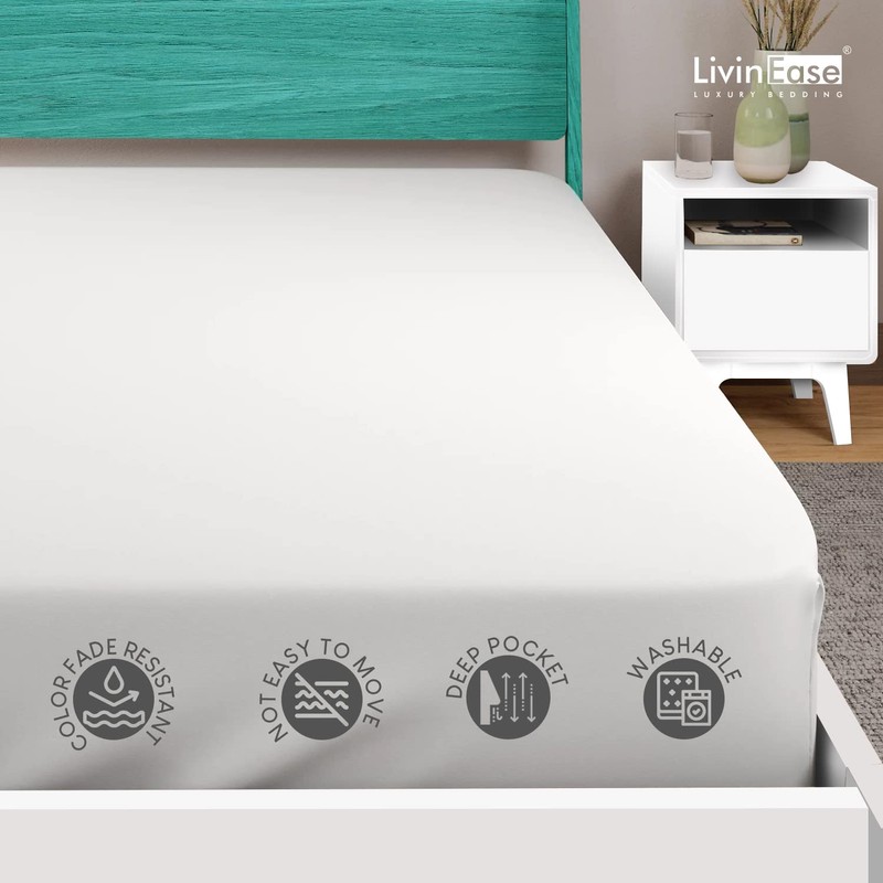 LivinEase Poly Cotton Double Fitted Sheet -26cm/10inch Deep Fitted Sheets
