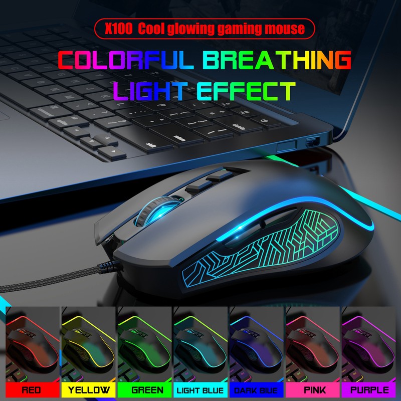 Gaming Mouse USB2.0 4 Adjustable DPI RGB Backlit Ergonomic Design