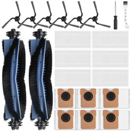 22 Pack Replacement Parts for Eufy C10 Robot Vacuum, 2 Main Brushes, 6 HEPA Filters, 6 Side Brushes, 6 Dust Bags, 1 Cleaning Tool, 1 Screwdriver