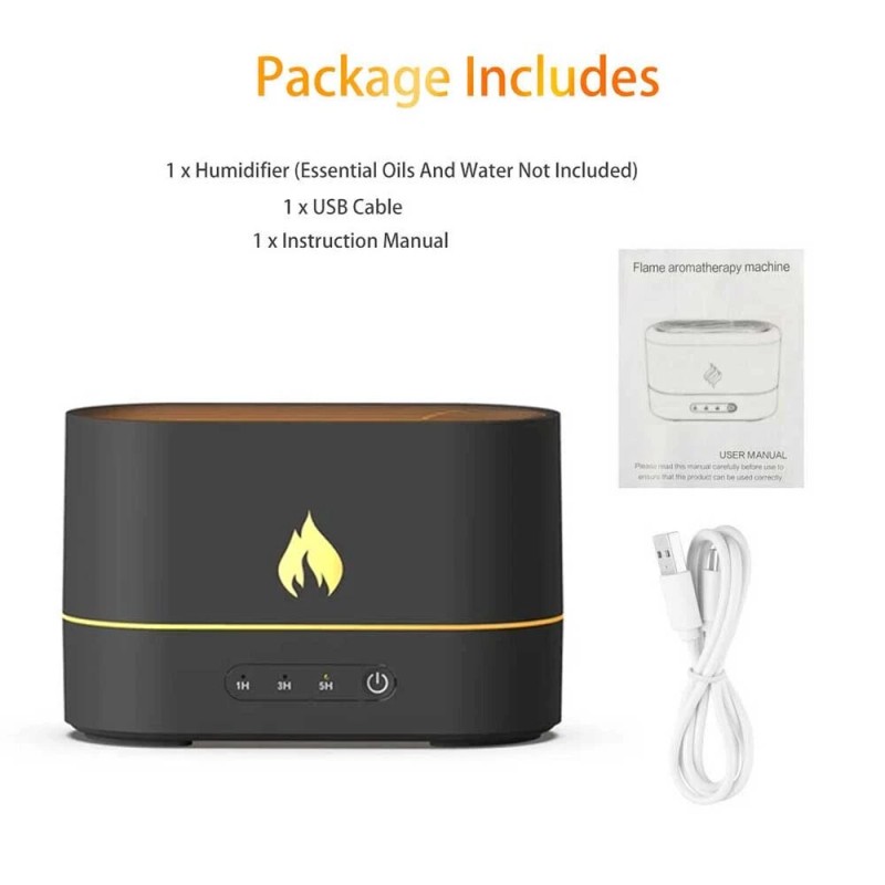 250ml USB Air Humidifier Essential Oil Aroma Diffuser 3D Flame