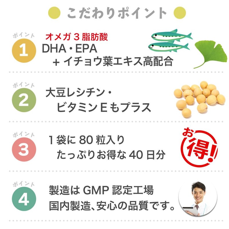 Dainichi Healthy Foods DHA EPA Ginkgo Biloba Leaf 80 Capsules