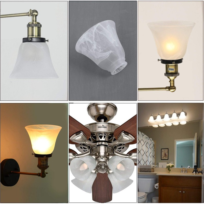 Anmire 3 Pack Alabaster Glass Shade, Bell Shaped Light Fixture