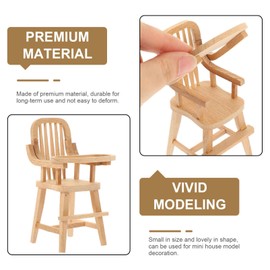 jojofuny Dollhouse Wooden High Chair, Miniature Highchair, Mini House Supplies, Mini Doll Furniture 1:12 Scale Desktop Chair Decoration Accessories