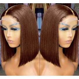 aibasi Glueless Bob Wigs Human Hair Pre Plucked Pre Cut Blonde Brown 13×4 Lace Front Human Hair Wigs For Black Women 180% Density 100% Human Hair