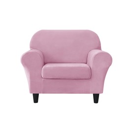 Henbula Stretch Chair Sofa Slipcovers, Thick Velvet Sofa Covers Soft Couch Cover Armchair Slipcover Furniture Protector for Kids Pets (Small, Pink)