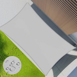 SunnyRoyal Waterproof Sun Shade Sail Rectangle Canopy Awning Fabric Cloth Screen 95% UV Blockage & Water Resistant for Outdoor Patio Garden 8'x14' Light Gray