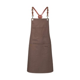 Karlowsky Bib Apron 2-in-1 Urban X-Style Reversible Apron 68 x 80 cm Leather Carrier Unisex 100% Cotton - Nougat / Pink