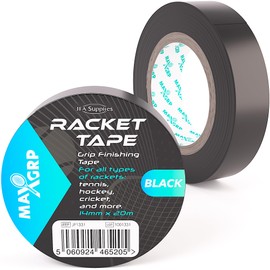 JFA Supplies Black Racket Grip Finishing Tape - Cricket, Tennis, Badminton, Squash and Hockey Grip Finishing Tape - 14mm x 20m - Pack of 1