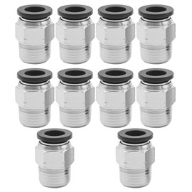 ZUDKSUY Hread Male Straight Pneumatic Air Fitting 3/8" Tube OD x 3/8" NPT Push To Connect Fitting 10PCS For Transmit Air Vacuum