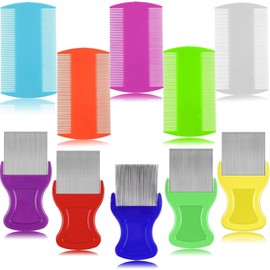10 Pcs Head Hair Comb Including 5 Pieces Hair Comb Double Sided 5 Pieces Removal Dandruff Comb Hair Grooming Comb with Metal Teeth (Orange, Blue, Purple, White, green)