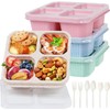 4 Pack Snack Containers, 4 Compartments Bento Snack Box, Reusable
