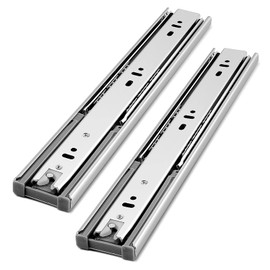 Gobrico 16 inch Drawer Slides 1 Pair，Soft Close Drawer Slides 3 Fold, Cabinet Drawer Slides Full Extension Drawer Hardware, Heavy Duty Hydraulic Self Close Rails, Side Mount Ball Bearing Tracks