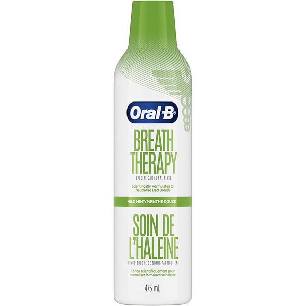 Oral B Hygienic Mouthwash, Special Care Oral Rinse, Neutralizes Bad Breath, Soothing Mint, 475 mL,(Package May Vary)