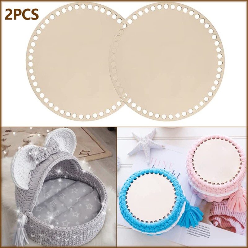 Pack of 2 Selfmade Basket Floor Round Shapes, Wooden Basket