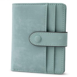 Bveyzi Slim Credit Card Holder Wallet for Women, RFID Blocking Lightweight Bifold with Zipper Pocket, Purist Blue