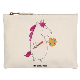 Mr. & Mrs. Panda L Unicorn Artist Makeup Bag - Gift, Cosmetic Bag, Unicorn Decoration, Pegasus, XXL, Case, Makeup, Unicorn, Drawing, Artist, English, White, Hand drawn