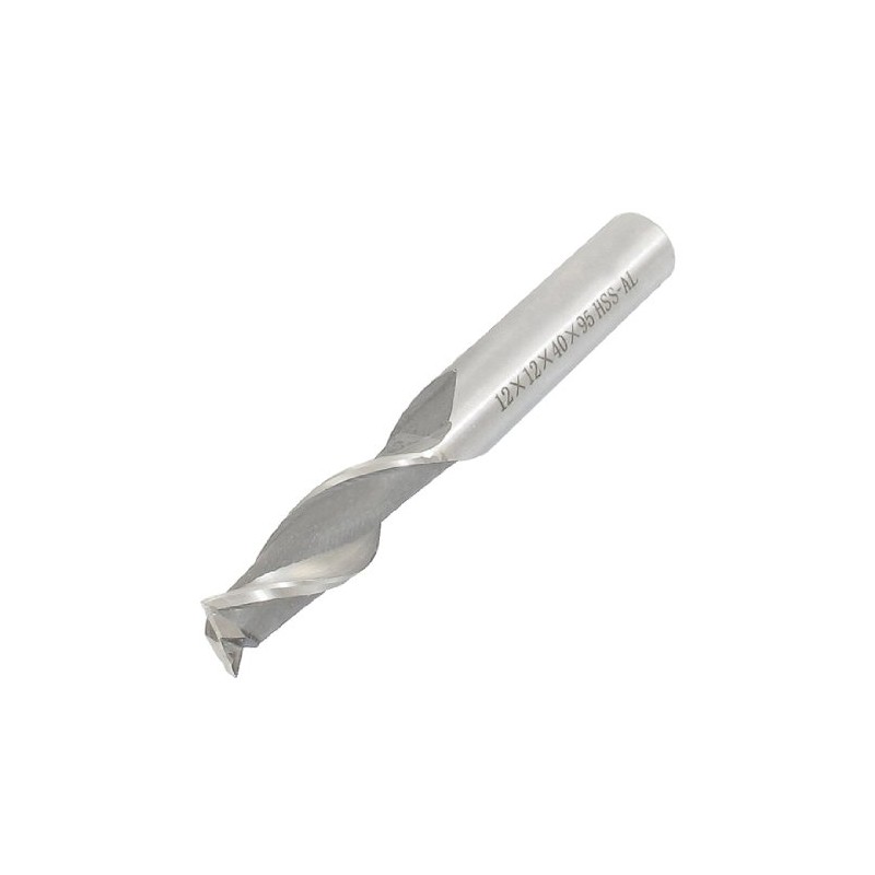 sourcingmap 12x12x40x95mm 2 Flutes Straight Shank HSS-AL End Mill Milling