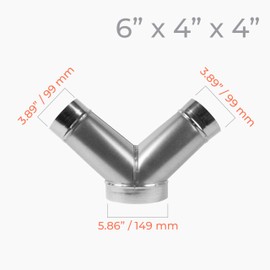 HVAC OV 45° Degree Ø6 x 4 x 4 Inch Y Shape Duct Splitter - Metal 3 Way Connector - Galvanized steel - Duct Adapter - for Dryer Vent, Exhaust Fan, Hose, Home or Industrial HVAC Ventilation