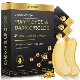 Mscaras de ojos doradas 24K parches de colgeno debajo de los ojos para ojeras (30 pares)                                                              
