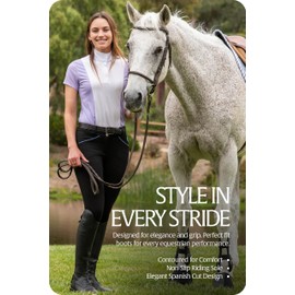 Equinavia Karina Womens Synthetic Leather Equestrian English Horse Riding Tall Field Boots | Includes Reusable Boot Shapers - Black/Regular Height - 10W