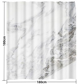 Marble Print Fabric Deco Shower Curtain -120GSM Light-Weight Yet Durable Waterproof Fabric Shower Curtain with 12 Reinforced Grommets & Hooks, 71”x71” (Marble)