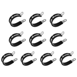 FOCMKEAS 10 Pcs Cushioned Insulated Metal Clamps 38 mm丨1-1/2 Stainless Steel R-type Cable Clamps for Pipe, Line, air hose holder, Hoses Bracket, Tube Holder 6mm Rubber Tube Clip