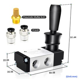 TAILONZ PNEUMATIC 1/4 Inch BSP 3 Way 2 Positions Air Hand Lever Valve Pneumatic Solenoid Valve Manual Control Push-Pull 3H210-08