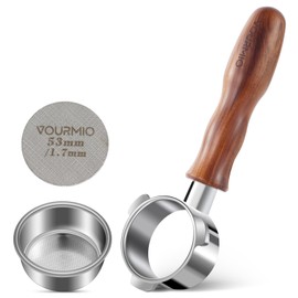 VOURMIO 54mm Bottomless Portafilter - Breville Compatible Naked Portafilter, Rosewood Handle & 18-20g Filter Basket & Puck Screen Included, Fits Barista Express, Pro, Touch, Bambino Plus, Infuser