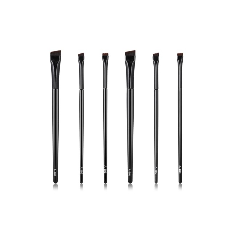 6pcs Ultra Thin Flat Eyebrow Tint Brushes - Angled Eyeliner