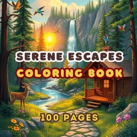 Serene Escapes: A Nature Inspired Coloring Book | 100 Pages of Cozy Cabins, Enchanted Forests, Lush Gardens & Breathtaking Jungles