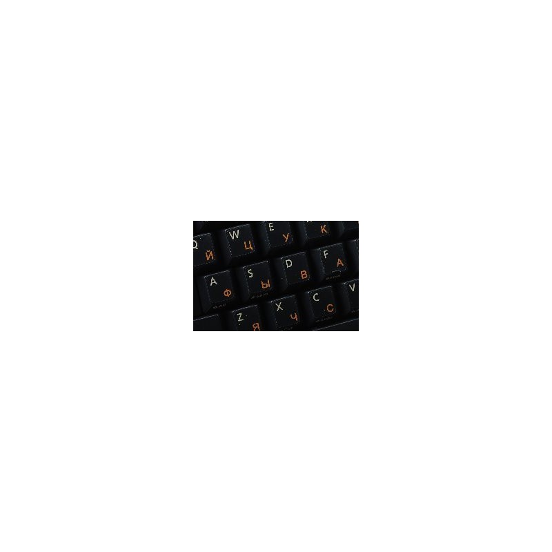 Russian Cyrillic New Keyboard Sticker with Orange Lettering ON Transparent