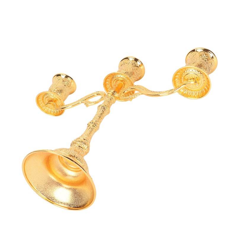 3 Arms Alloy Candelabra Vintage Style Elegant Candlestick Holder for