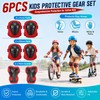 Lafefe 6PCS Red Kids Protective Gear Set Knee Elbow Wrist