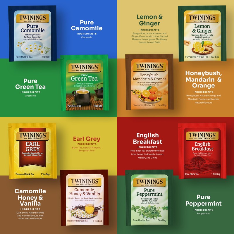 Twinings 48 Tea Bags Herbal Variety Pack – 8 Flavors