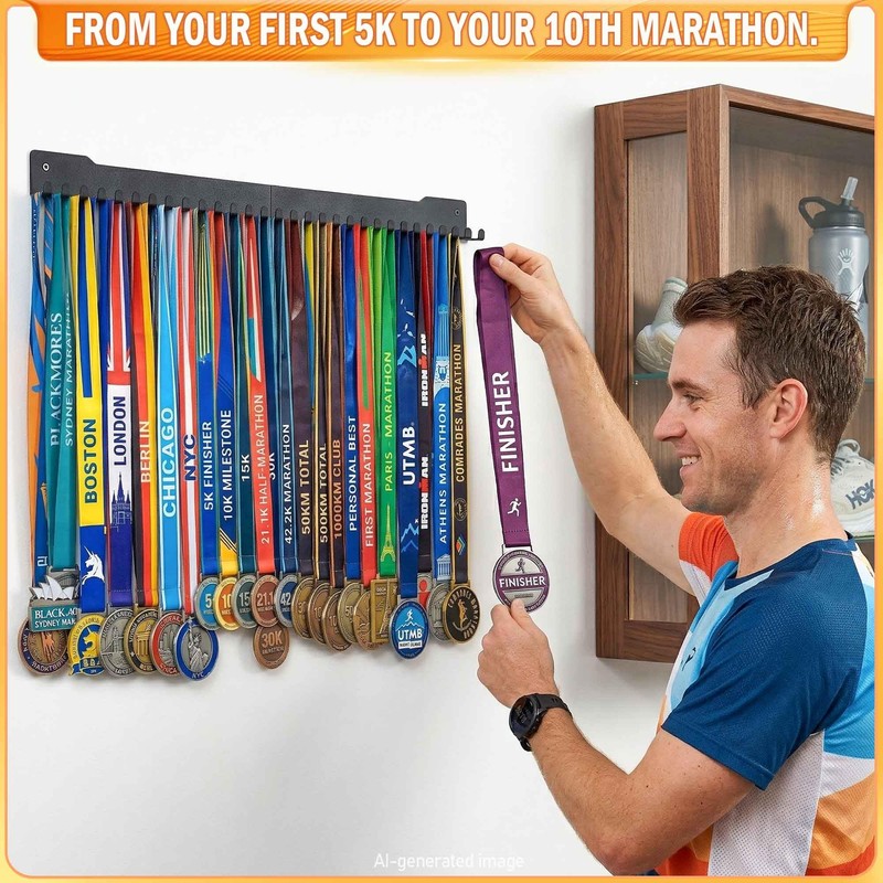 EALPVIS 24-30 Inch Medal Display Rack, Wall Mount Metal Ribbon