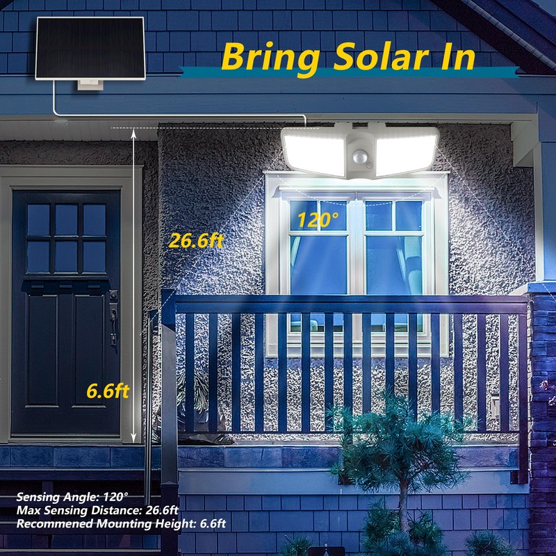 Cozeet Solar Motion Sensor Outdoor Floodlights 6500K with Remote Control,