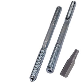 SKIR'CO (4 pcs) Hanger Bolts M10 x 160 mm, Double Ended Thread Dowel Screws, Double Headed Bolts