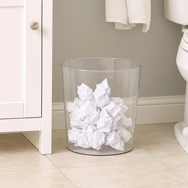 Okllen 6 Pack Clear Round Plastic Waste Baskets, BPA-Free Trash