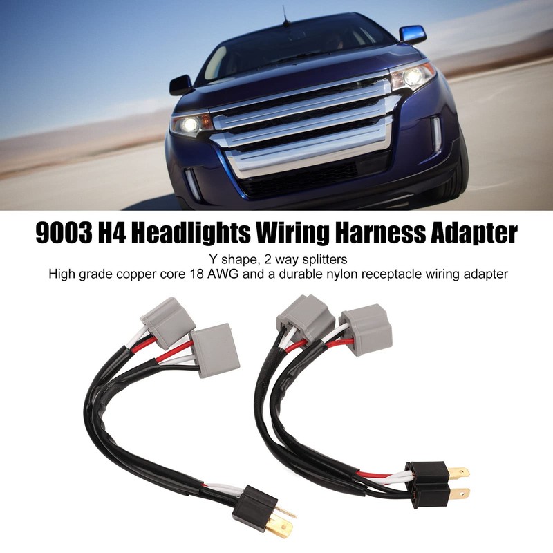 9003 H4 Headlights Wiring Harness Socket, Male to Female Headlamp
