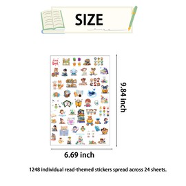 Yunahoo 1200+PCS Reading Stickers Party Favors I Love Reading Read Teenagers Sticker Motivate Students Supplies Birthday Baby Shower Party Decorations Class School Prizes(24 Sheets)