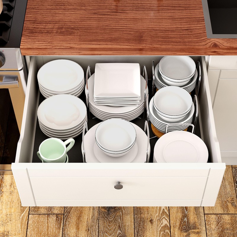 Dish Rack for Kitchen Countertop Organizer - Bamboo Plate Organizer