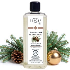 Maison Berger Heavenly Spruce Lampe Berger Refill, 1 Liter (33.8 fl oz), 2-in-1 Catalytic System, Neutralizes Odors and Diffuses Fragrance, Fir Tree, Pine Notes, Made in France