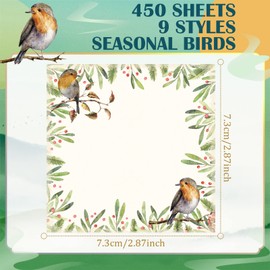 Christmas Birds Sticky Notes Cute Sticky Notes Seasonal Bird Sticky Notes Sticky Notes Self Adhesive Memo Note Pads for Work Studying Teacher Student, 2.87 x 2.87 in(Elegant Style, 450 Sheets)