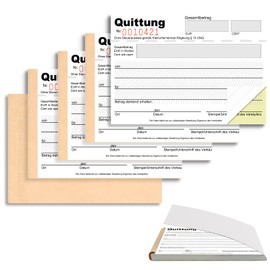 Pack of 5 Small Business A6 Landscape Receipt Pad with Duplicate 2 x 40 Sheets Invoice Block Numbered Micro-Perforated Self-Copying for Accounting White