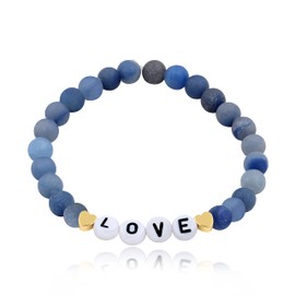 Pulsera personalizada con letra inicial, pulsera de aventurina natural mate con nombre personalizado, Piedra, Piedra,