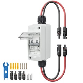 Solar Panel Disconnect Switch 400V DC/AC 10A PV Disconnect Switch Outdoor Miniature Circuit Breaker IP65 for Solar PV Homes Battery (400V 10 Amp)