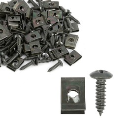 HEROFFIX 50 Sets 4.2x16mm U Clip Screw Assortment Car Clips Fasteners with Screws for Bumper Dash Door Panel Interior Army Green Replace Parts