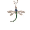 Women's Sterling Silver Dragonfly Necklace, Statement Enamel Rhinestone Blue Dragonfly