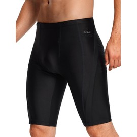 BALEAF Jammer Men's Swimming Trunks Swimming Trunks Tight Jammer Swimming Trunks Long Swimming Trunks for Men Knee-Length Swimming Trunks, black