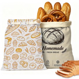 Zippered Beeswax Sourdough Bread Bags for Homemade Bread,2‑Pack XL Reusable Organic Linen Cotton Beeswax Bread Bag,Keep Loaves Fresh Longer, Homesteading Kitchen Essentials
